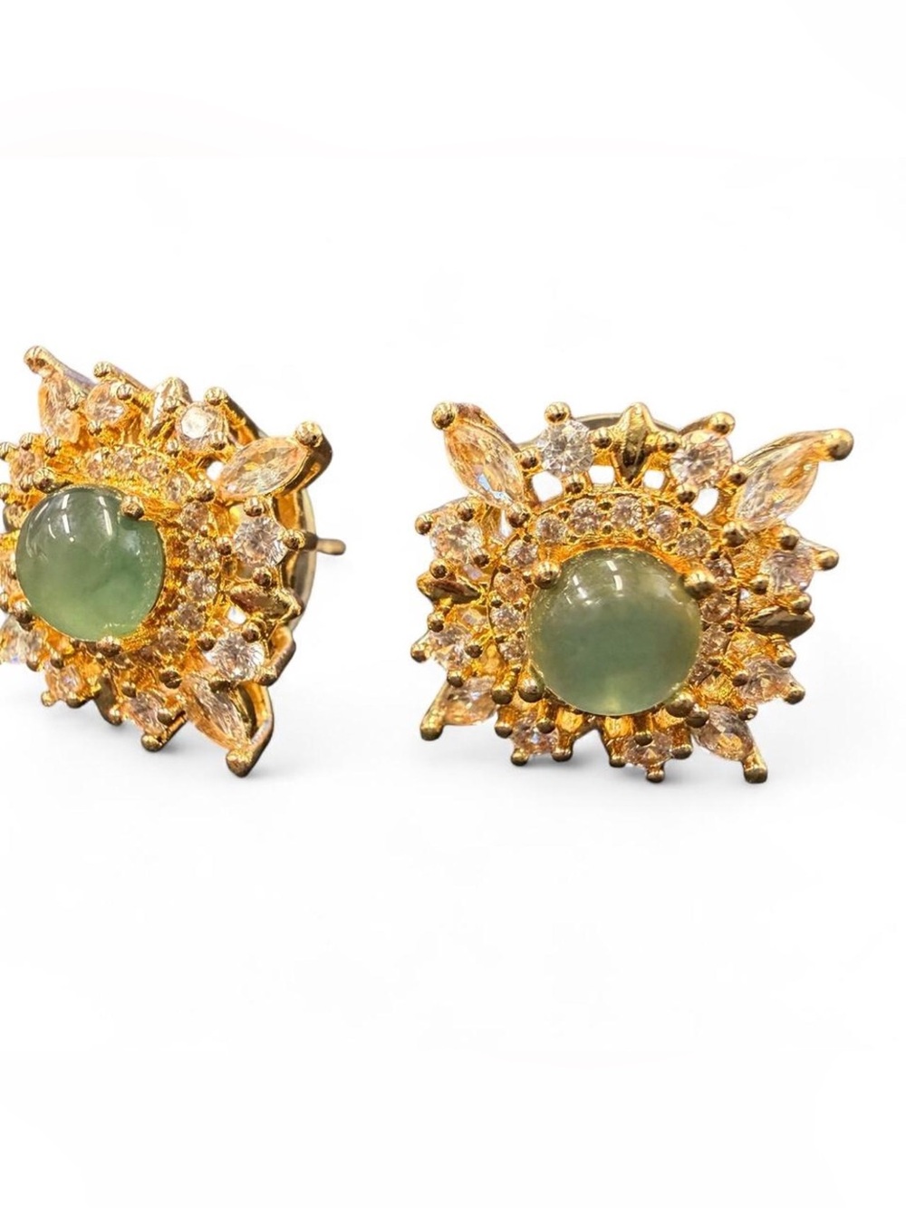 Natural Grade-A Jadeite Jade Stud Earrings #727